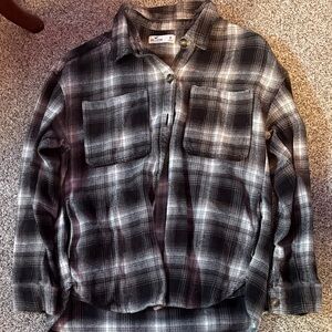 Black and White Plaid Button-Up Shacket